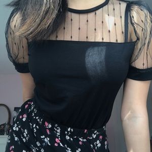 shein black top with mesh